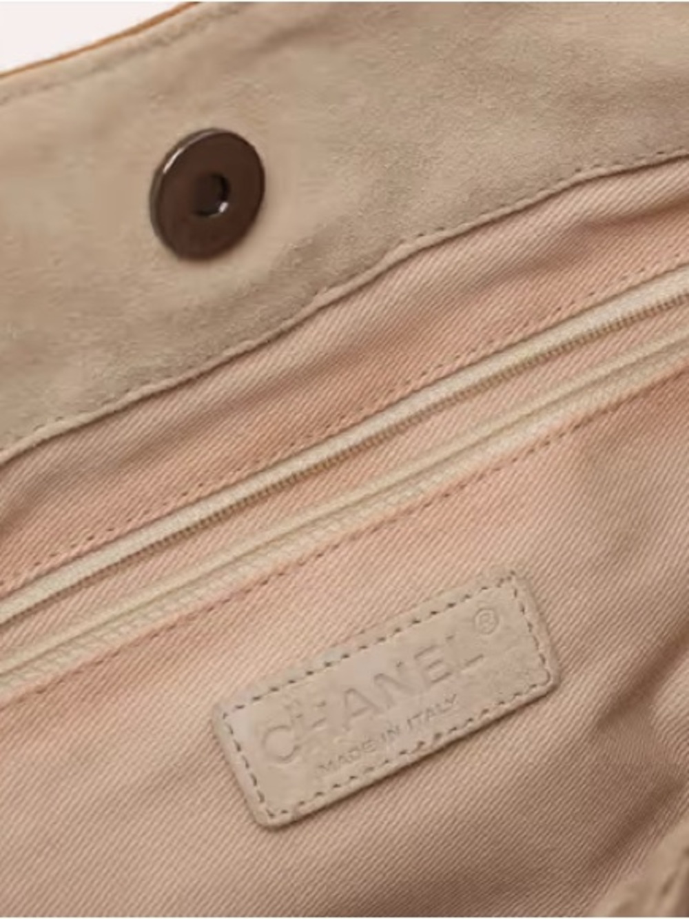 CHANEL Coco Mark Camelia Applique Handbag Tote Lucky Clover Khaki Brown - Picture 13 of 16